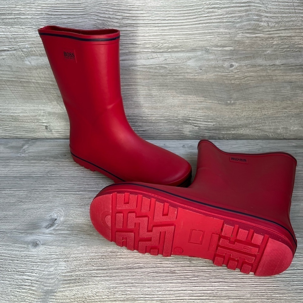 Hugo Boss Kids Red wellington rain boots with moulder sole
